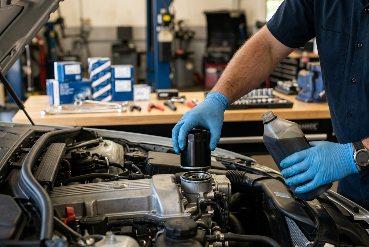BMW oil service using OEM parts at German Master Tech in Bend, Oregon
